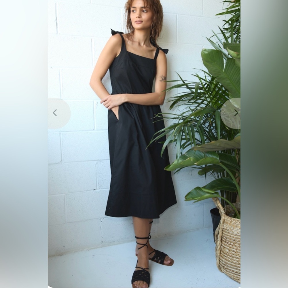 MELISSA NEPTON Black Midi Tie-Shoulder Dress
